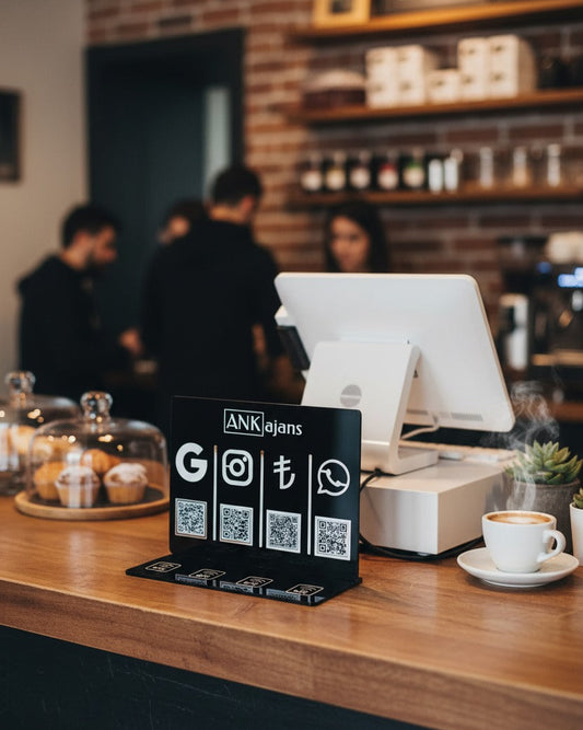 4 QR & 4 NFC Kabartmalı Stand