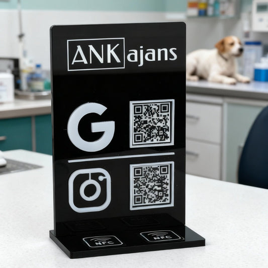 2 QR & 2 NFC Kabartmalı Stand