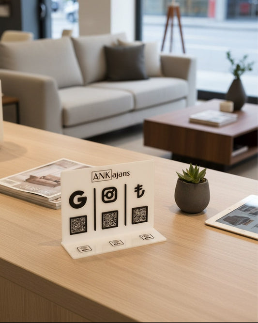 3 QR & 3 NFC Kabartmalı Stand