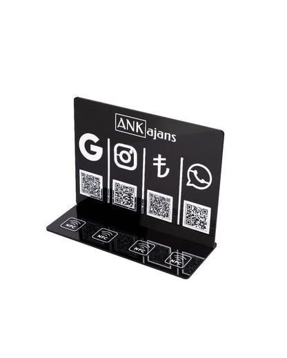 4 QR & 4 NFC Kabartmalı Stand