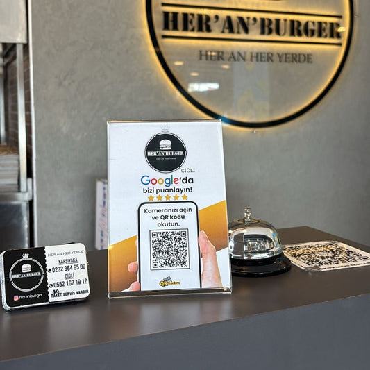 Google Puan ve Yorum QR Kart (Standlı)